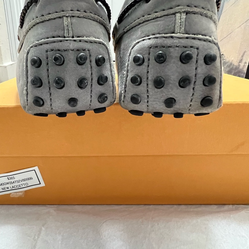 Tod's Men's LACCETTO Gommino Suede Gray Driving Loafers Size 7.5 Box & Dust Bag - Picture 8 of 11